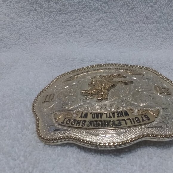 AQHA CMSA Cowboy Mounted Shooting Association Trophy Buckle Sybille Creek Shoot - Picture 6 of 12